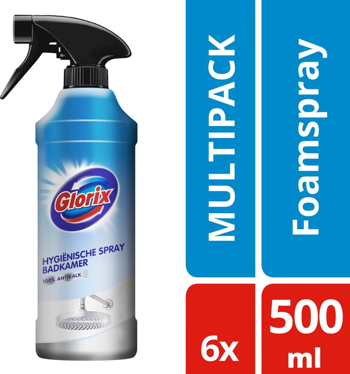 Glorix Hygiënische Badkamer Foamspray - 6 X 500 Ml - Voordeelverpakking 1 Glorix Hygiënische Badkamer Foamspray - 6 X 500 Ml - Voordeelverpakking
