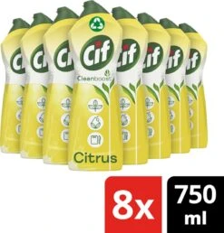 Cif CleanBoost Cream Citroen Schuurmiddel - 8 X 750 Ml - Voordeelverpakking -Ajax® Verkoop 1147x1200