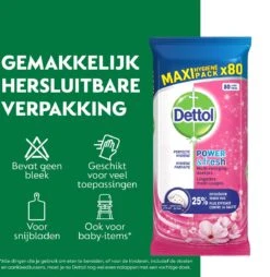 Dettol - Schoonmaakdoekjes - Power & Fresh - Kersenbloesem - 4 X 80 Stuks - Voordeelverpakking -Ajax® Verkoop 1165x1200