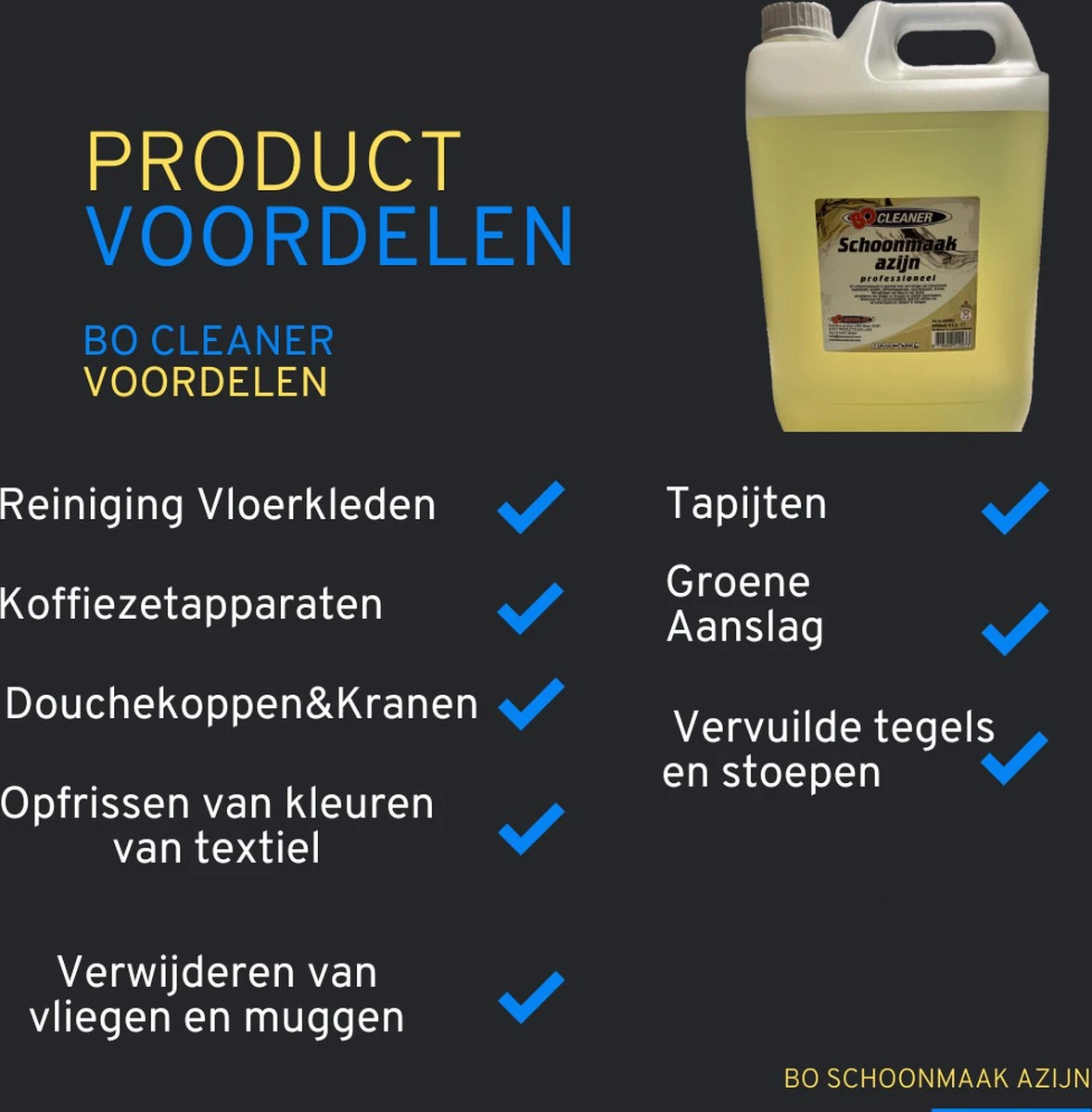 BO Cleaner - Schoonmaak Azijn - 3x 5 Liter - VOORDEEL VERPAKKING - Reiniger - Professioneel - BEST SELLER - Azijn - Tegels- Groene Aanslag - Schoonmaak - 15L 2 BO Cleaner - Schoonmaak Azijn - 3x 5 Liter - VOORDEEL VERPAKKING - Reiniger - Professioneel - BEST SELLER - Azijn - Tegels- Groene Aanslag - Schoonmaak - 15L - Afbeelding 2