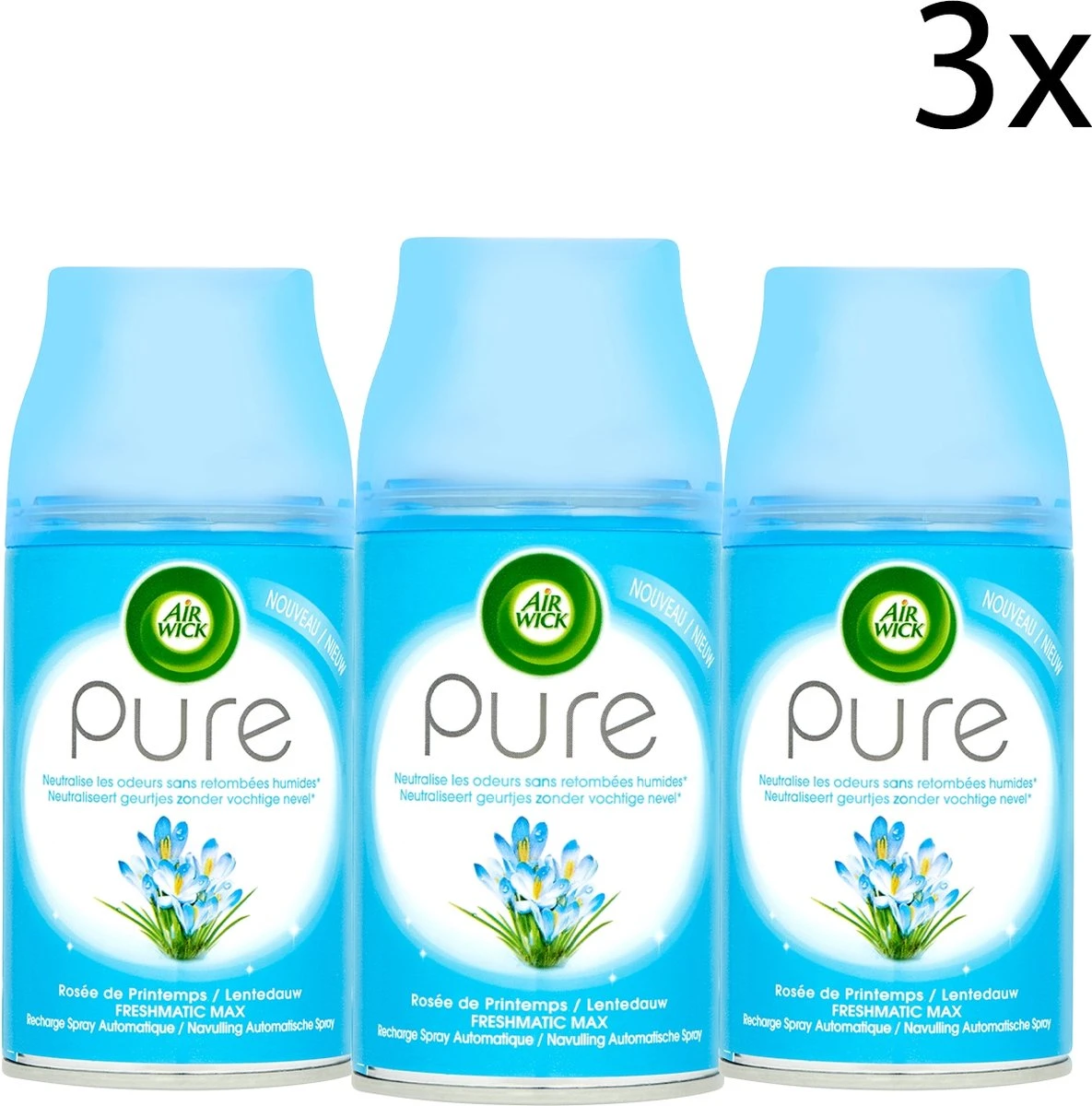 Air Wick Freshmatic Automatische Spray - Luchtverfrisser - Pure Lentedauw Navulling - 3 Stuks 1 Air Wick Freshmatic Automatische Spray - Luchtverfrisser - Pure Lentedauw Navulling - 3 Stuks