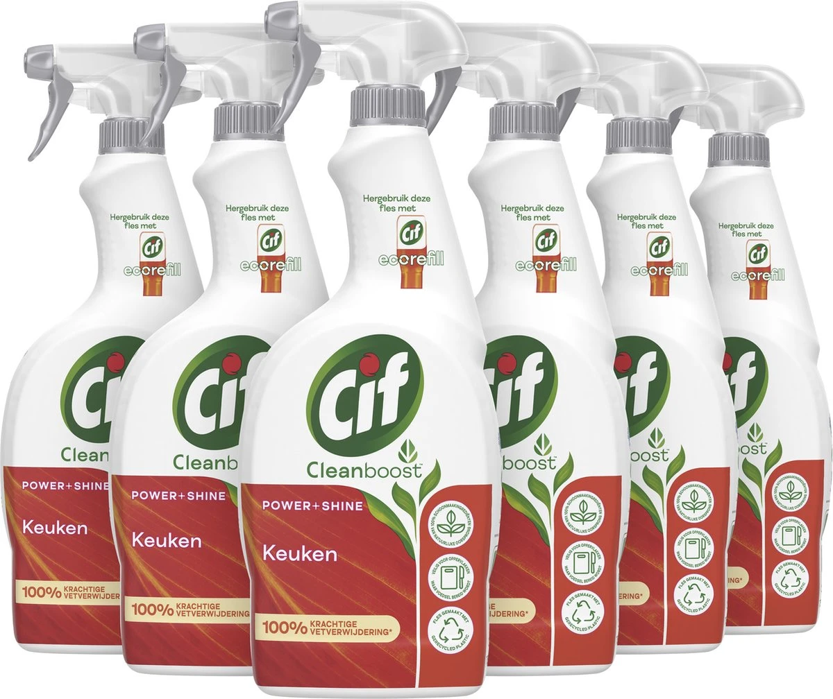 Cif CleanBoost Power & Shine Keuken Spray - 6 X 750 Ml - Voordeelverpakking 4 Cif CleanBoost Power & Shine Keuken Spray - 6 X 750 Ml - Voordeelverpakking - Afbeelding 4