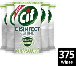 Cif Disinfect & Shine Wipes Doden 99,99% Van De Bacteriën Original Desinfecterende Schoonmaakdoekjes, Van 100% Biologisch Afbreekbaar Textiel 5 X 75 Doekjes -Ajax® Verkoop 1200x1050 1