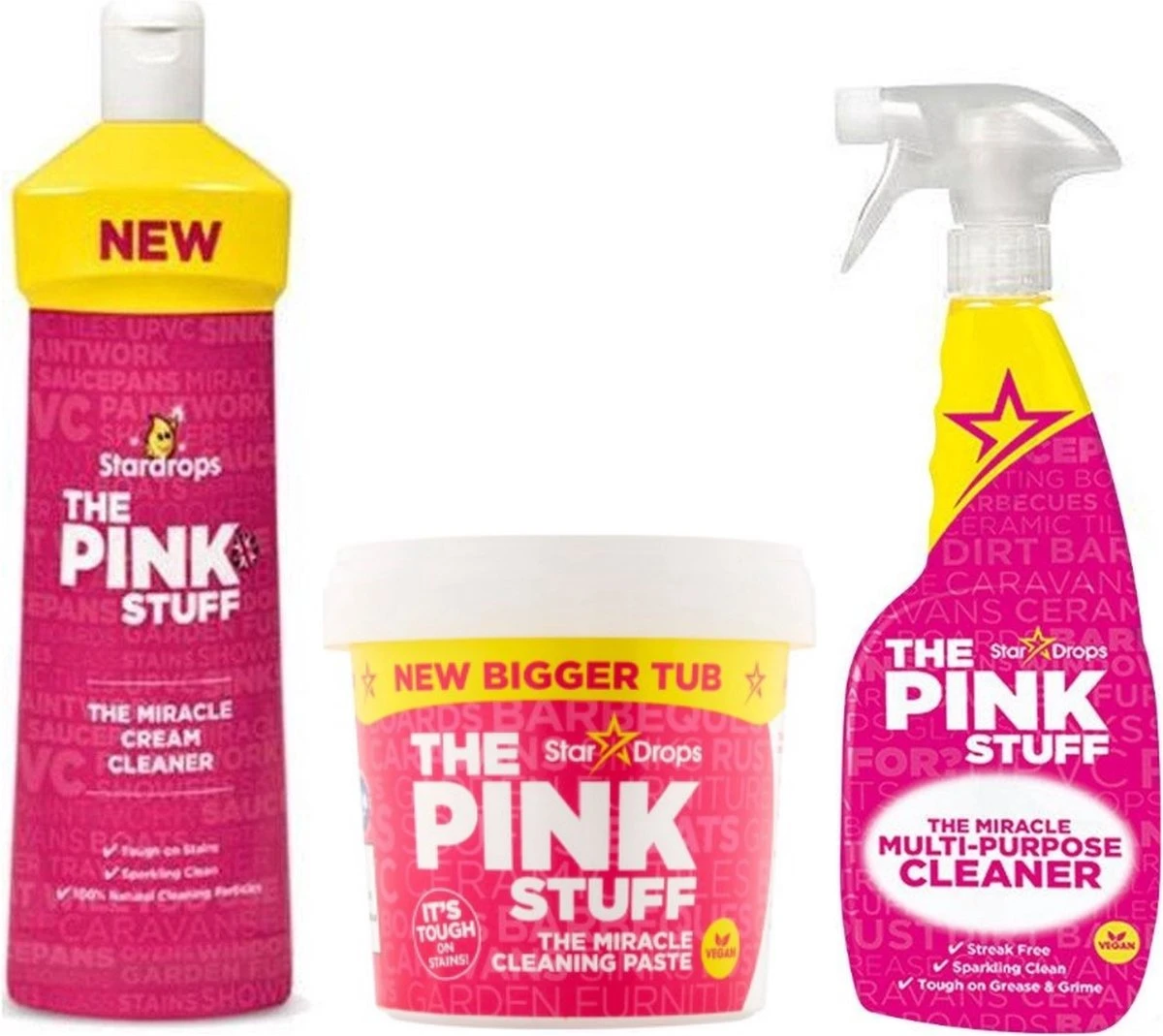 Stardrops 3x The Pink Stuff - Het Wonder Reinigingsmiddel - Allesreiniger Spray - Schoonmaakpasta Groot 850g - Milieuvriendelijk - Huishouden 1 Stardrops 3x The Pink Stuff - Het Wonder Reinigingsmiddel - Allesreiniger Spray - Schoonmaakpasta Groot 850g - Milieuvriendelijk - Huishouden