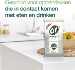 Cif Disinfect & Shine Wipes Doden 99,99% Van De Bacteriën Original Desinfecterende Schoonmaakdoekjes, Van 100% Biologisch Afbreekbaar Textiel 5 X 75 Doekjes -Ajax® Verkoop 1200x1118 3