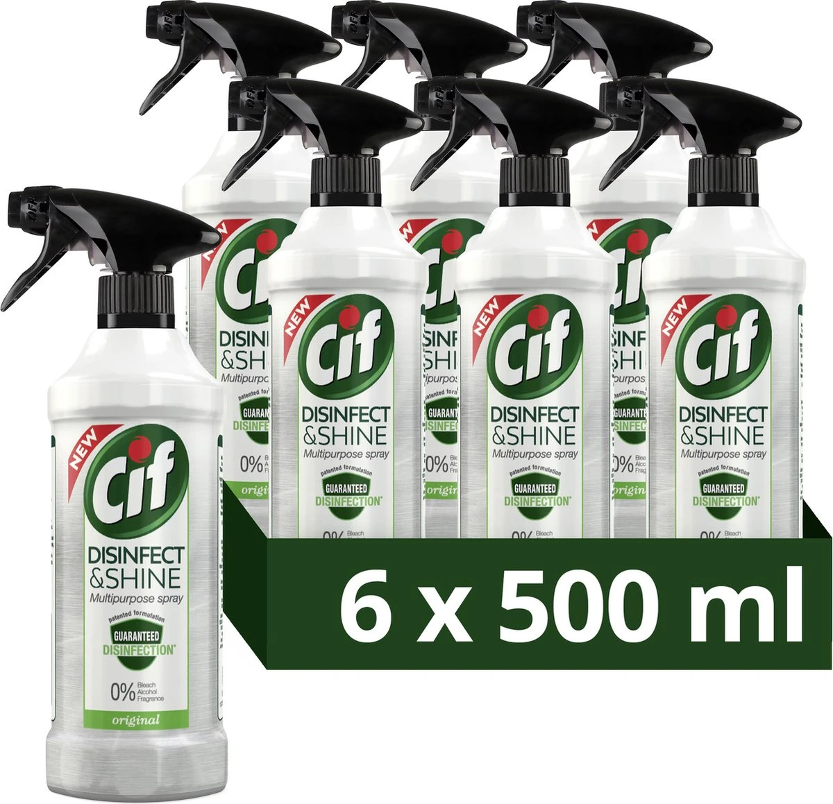 Cif Disinfect & Shine Original Desinfectie Spray - 6 X 500 Ml - Voordeelverpakking 1 Cif Disinfect & Shine Original Desinfectie Spray - 6 X 500 Ml - Voordeelverpakking