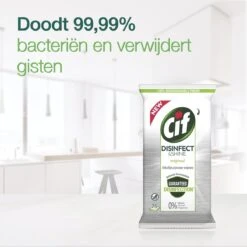 Cif Disinfect & Shine Wipes Doden 99,99% Van De Bacteriën Original Desinfecterende Schoonmaakdoekjes, Van 100% Biologisch Afbreekbaar Textiel 5 X 75 Doekjes -Ajax® Verkoop 1200x1198 1