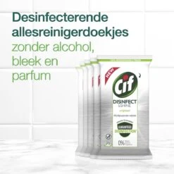 Cif Disinfect & Shine Wipes Doden 99,99% Van De Bacteriën Original Desinfecterende Schoonmaakdoekjes, Van 100% Biologisch Afbreekbaar Textiel 5 X 75 Doekjes -Ajax® Verkoop 1200x1200 299