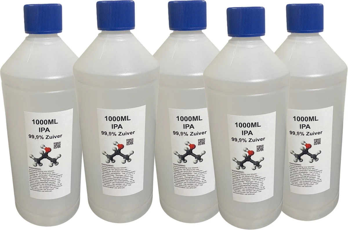 Isopropanol - Isopropyl - Alcohol - IPA - 99,9% Zuiver - 5x 1000ml 1 Isopropanol - Isopropyl - Alcohol - IPA - 99,9% Zuiver - 5x 1000ml