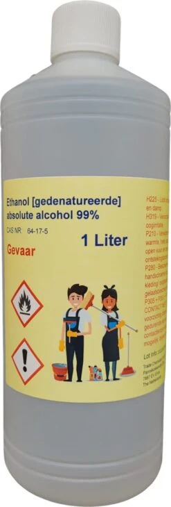 Absolute Alcohol - Denatured - Ethanol - Ethanol 99% - 1 Liter