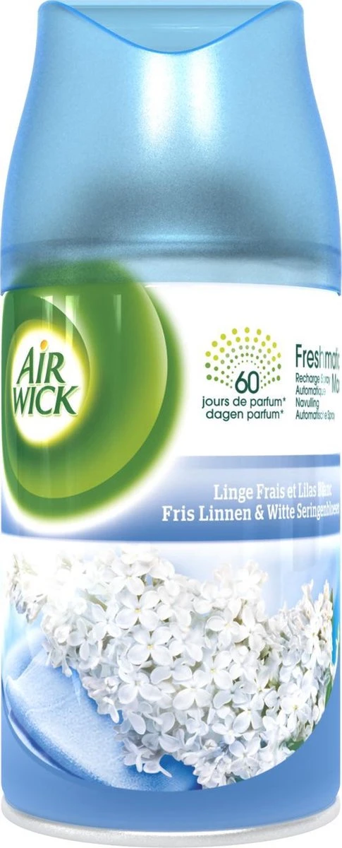 AIRWICK Freshmatic Automatische Spray Refill Frisse Linnen & Witte Bloemen Krimp - (3x250ml) 2 AIRWICK Freshmatic Automatische Spray Refill Frisse Linnen & Witte Bloemen Krimp - (3x250ml) - Afbeelding 2