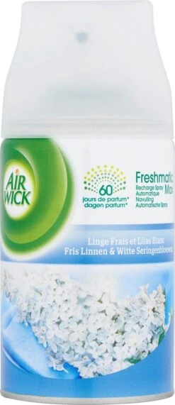 AIRWICK Freshmatic Automatische Spray Refill Frisse Linnen & Witte Bloemen Krimp - (3x250ml) 6 AIRWICK Freshmatic Automatische Spray Refill Frisse Linnen & Witte Bloemen Krimp - (3x250ml) -Ajax® Verkoop 519x1200 4