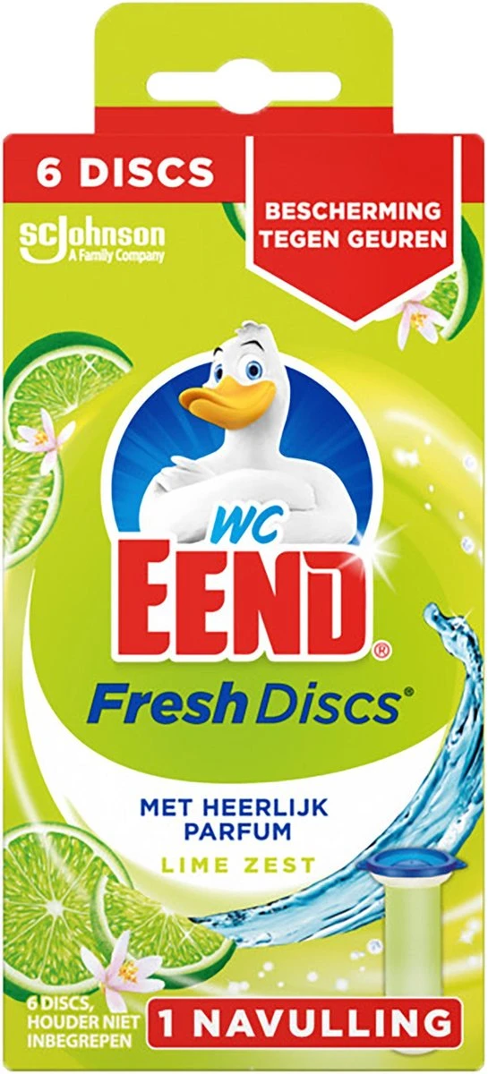 WC Eend Houder Fresh Discs Lime Zest + 3 X 6 Discs Navulling 2 WC Eend Houder Fresh Discs Lime Zest + 3 X 6 Discs Navulling - Afbeelding 2