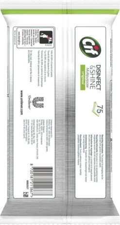 Cif Disinfect & Shine Wipes Doden 99,99% Van De Bacteriën Original Desinfecterende Schoonmaakdoekjes, Van 100% Biologisch Afbreekbaar Textiel 5 X 75 Doekjes -Ajax® Verkoop 640x1200