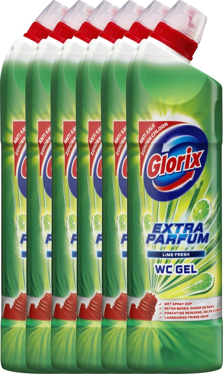 Glorix Bleek Lime Fresh - 6 X 750 Ml - Toiletreiniger - Voordeelverpakking 1 Glorix Bleek Lime Fresh - 6 X 750 Ml - Toiletreiniger - Voordeelverpakking