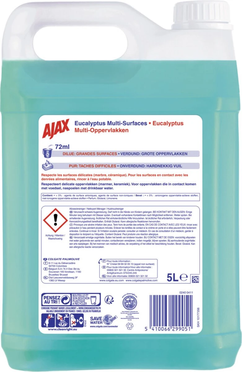 Ajax® Ajax Allesreiniger Eucalyptus 2 X 5L - Voordeelverpakking 2 Ajax® Ajax Allesreiniger Eucalyptus 2 X 5L - Voordeelverpakking - Afbeelding 2