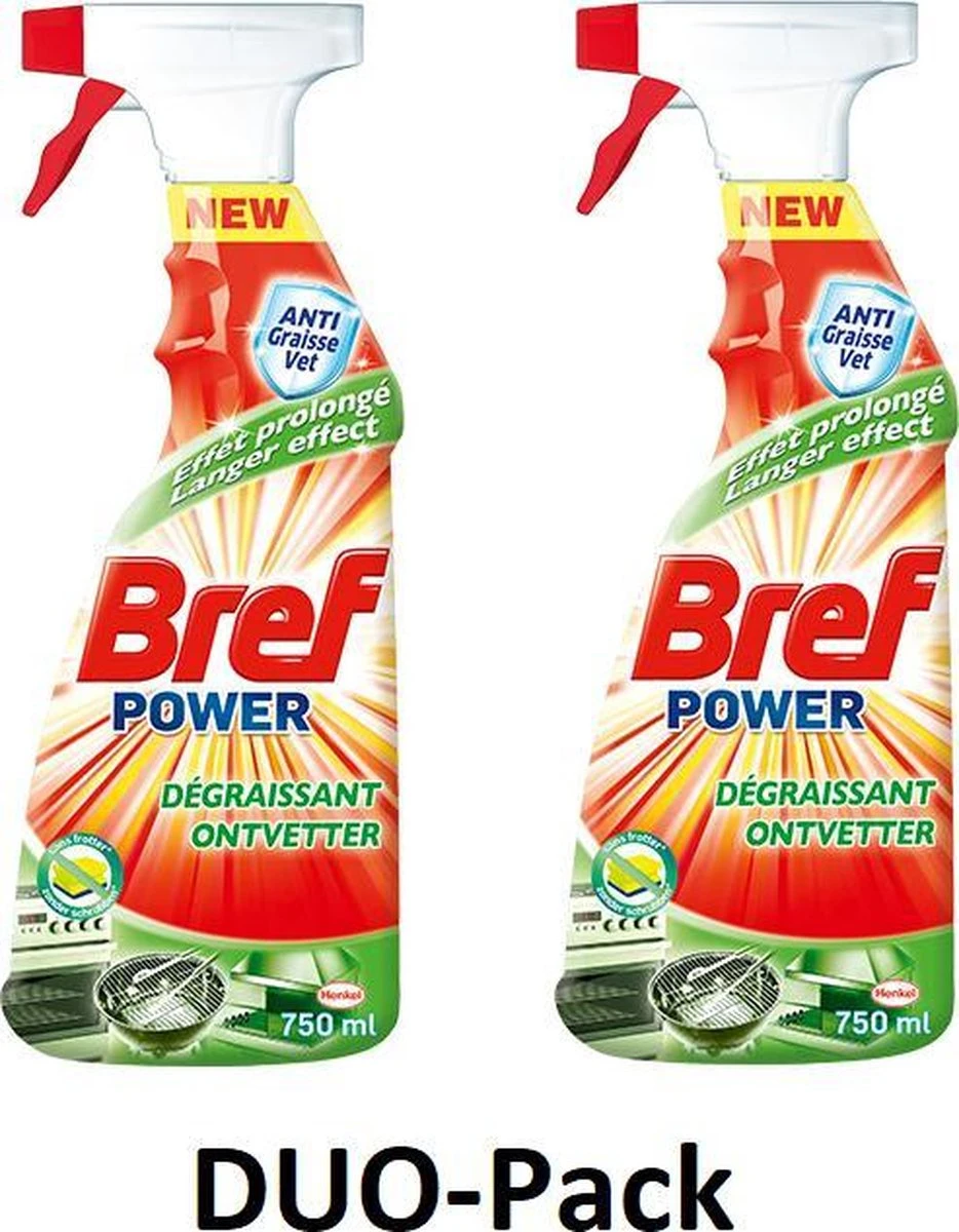 BREF Power Ontvetter - Voor Een Vetvrij Resultaat & Frisse Geur - Geschikt Voor De Hele Keuken - 750ml X 2 1 BREF Power Ontvetter - Voor Een Vetvrij Resultaat & Frisse Geur - Geschikt Voor De Hele Keuken - 750ml X 2
